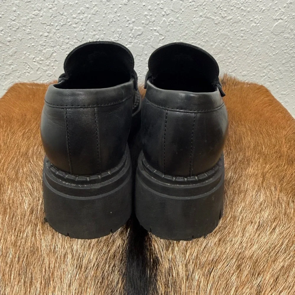 Free People 8 Lyra Black Goth Whimsy Chunky Y2K Platform Loafers‎ Dark Academia